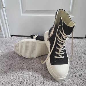 Rick Owens Monochrome High-Top Sneakers